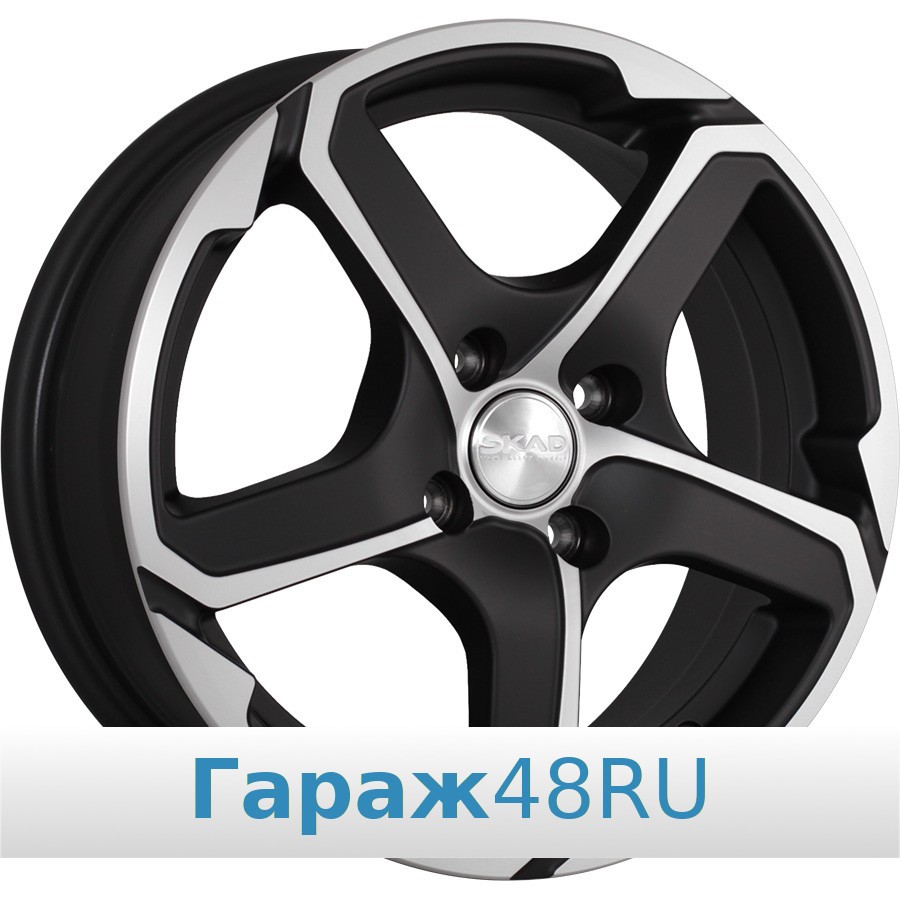 Skad Alligator R15 / 6J PCD 4x100 ET 48 ЦО 54.1 Литые Черный матовый с полированной лицевой повехностью