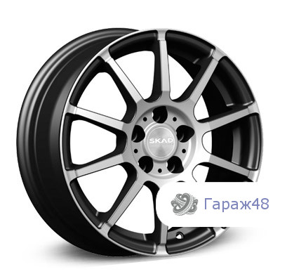 Skad Akita R15 / 6J PCD 4x100 ET 48 ЦО 54.1 Литые Черный с полированной лицевой поверхностью