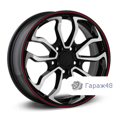 LegeArtis Concept-KI511 R16 / 6.5J PCD 5x114.3 ET 51 ЦО 67.1 Литые Черный с полированной лицевой поверхностью с красной полосой на ободе